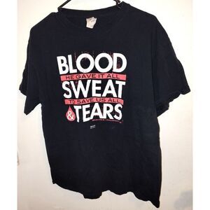 Kērrusō Blood, Sweat, and Tears Christian T-Shirt Black Men's Large Double-Sided